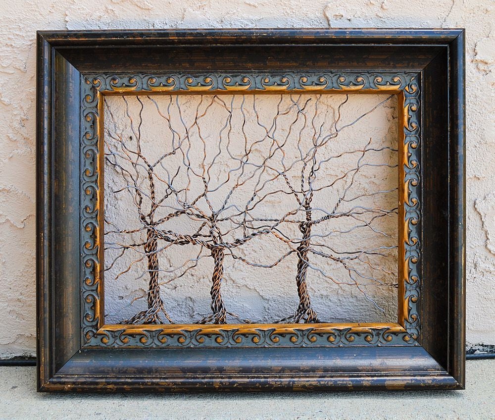 Framed tree wall art / wire sculpture Unique Art by