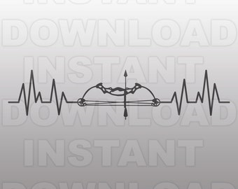 Bow Hunting Heartbeat SVG File,Bow Hunting SVG File,Deer Hunting SVG-Vector Clip Art for Commercial & Personal Use-Cricut,Cameo,Silhouette