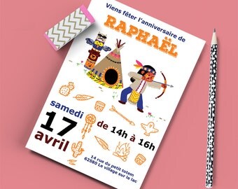 PDF Invitation d'anniversaire indien - à imprimer chez vous- personnalisable - anniversaire garçon