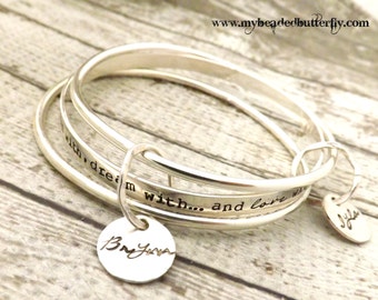 personalized bangle-bangle bracelet- stacked bangles- personalized stacking bangles- personalized bracelet- mothers bracelet-bangle