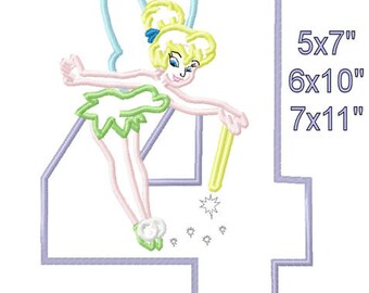 Princess TlNK Fairy Birthday 4 Machine Applique Design Embroidery Pattern 5x7 6x10 7x11 INSTANT DOWNLOAD
