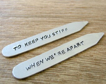 Personalized Collar Stays, To Keep You Stiff When We're Apart, boyfriend gift, gifts for him, gay men's gift, gay couple, lgbt boyfriend