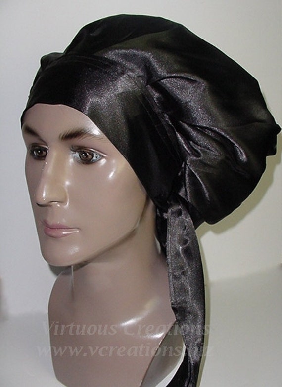 Sleep Slumber Hat Cap Natural Hair LocsUnisexBlack Satin