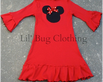 Minnie Mouse Red Knit Dress, Minnie Mouse Comfy Knit Dress, Boutique Girl Minnie Mouse Clothing