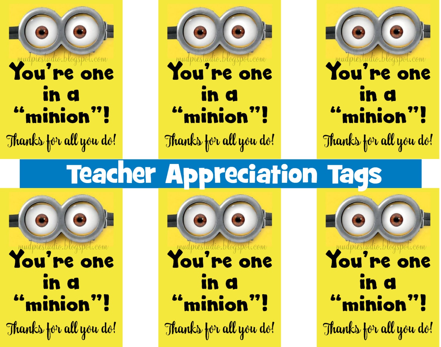 Teacher Appreciation Minion Tag Instant Digital Download