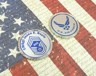 US AIR FORCE Challenge Coin Retirement Promotion Custom Personalized Memorial Coin USaf Logo Name Rank Military Gift