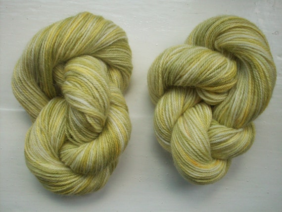 Sock yarn hand painted luxury pure alpaca 100g, olive green, lemon yellow, indie dyed