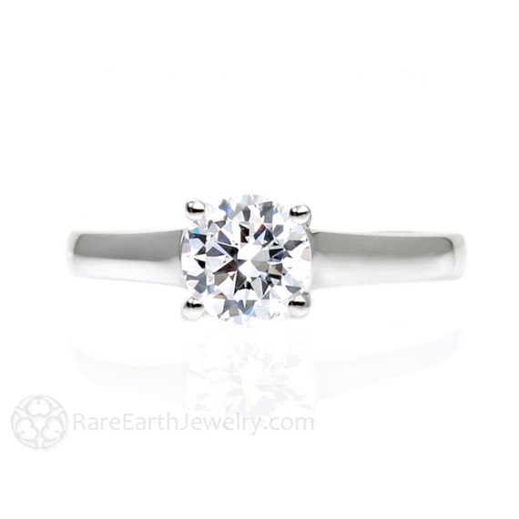 simple moissanite 1.5 solitaire ring 4 prong white gold