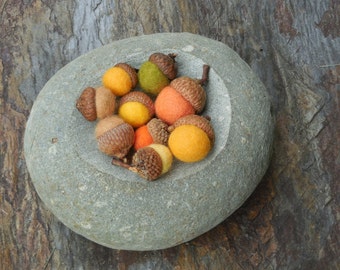 18 felted acorns /Autumn Colors / mixed sizes