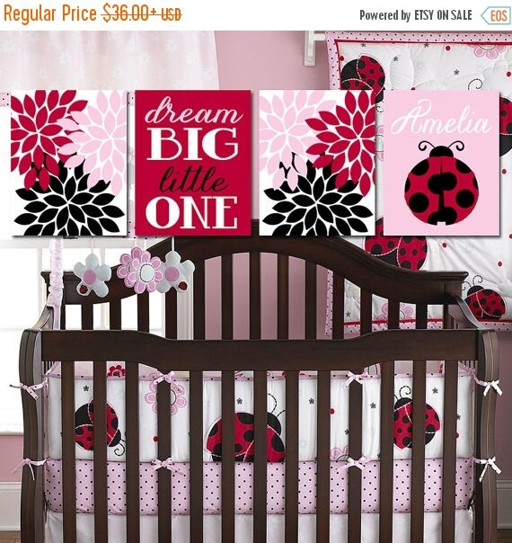 LADYBUG Wall Art Lady Bug Theme Baby Girl Nursery by TRMdesign