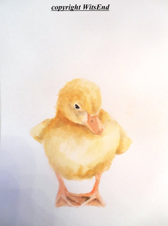 Baby Duck painting original duckling watercolor nursery Farm animal art