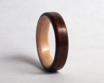 Black Walnut Wood Ring with Maple Liner // Wooden Wedding Ring // Wood Wedding Band
