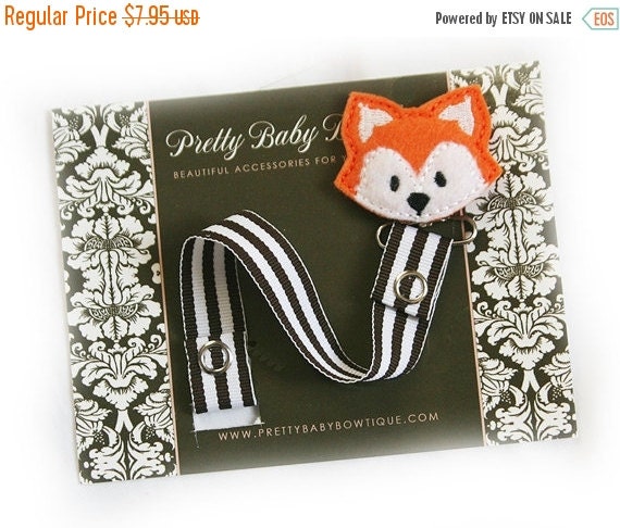 SALE Fox Pacifier Clip Baby Boy Paci Clip by PrettyBabyBowtique