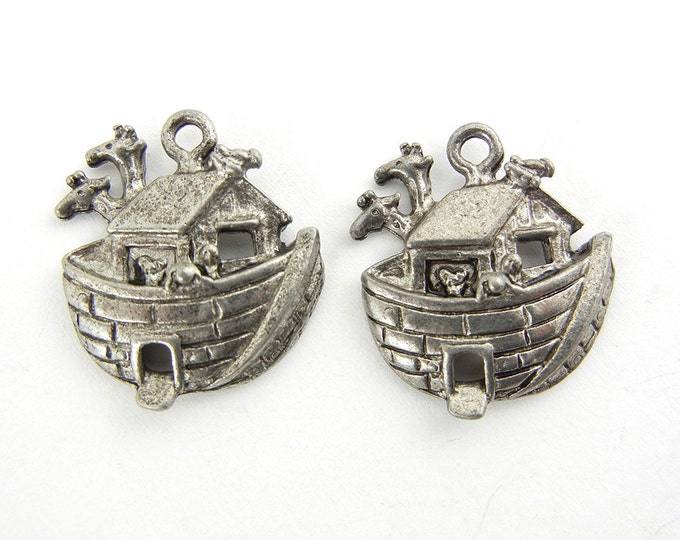 Set of 2 Ark Charms Silver-tone Pewter
