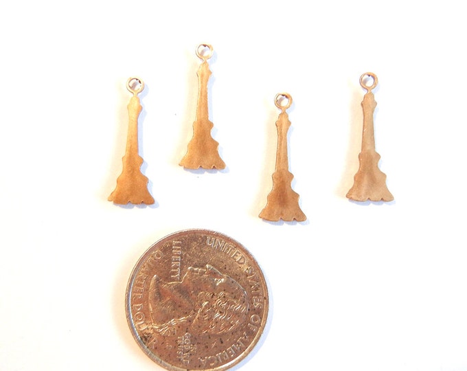 4 or 2 Pairs of Small Brass Eiffel Tower Charms