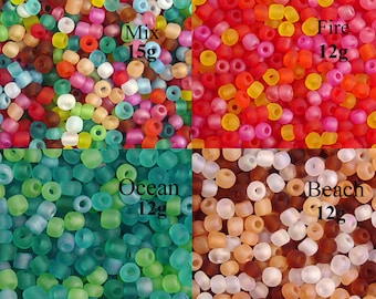 CLEARANCE Glass Seed Bead 10g 6/0 Transparent FROSTED CHOICE Mix Fire Ocean Beach 3-4mm (1012see06m-01)os