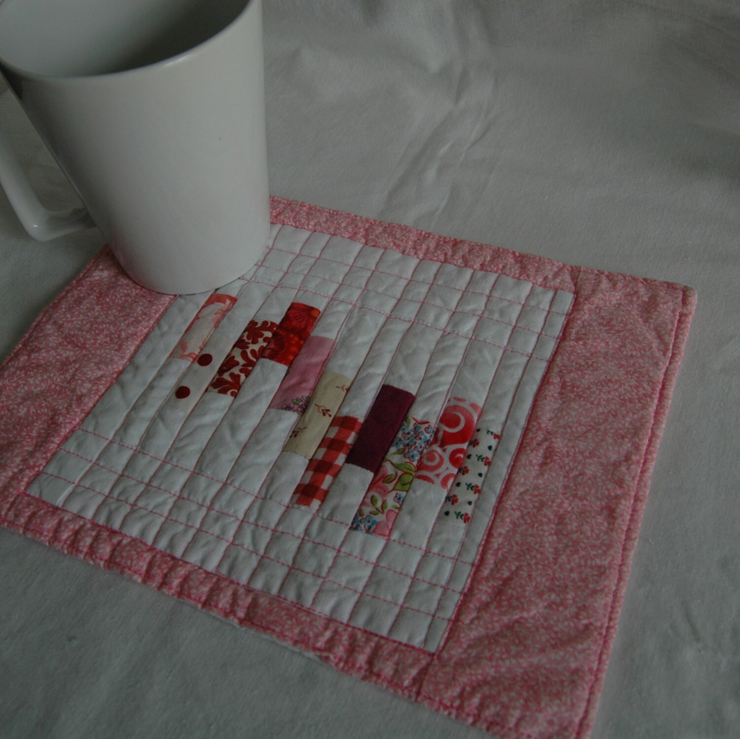 Mug Rug Coaster Art Quilt or Mini Quilt Bits and Pieces