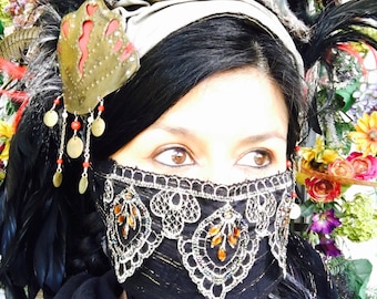 Beautiful Jeweled Lace Dust Mask