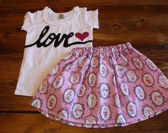 Valentines Day Outfit, Valentines Shirt, LOVE Shirt, Valentines Day Skirt, Love Potion No. 9, Girl Valentines Outfit, Ready to Ship