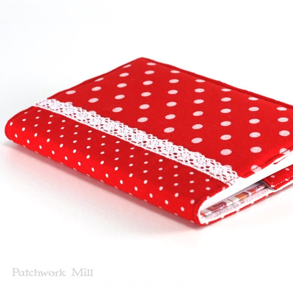 Fabric Journal Cover Red Polka Dots Fabric Cover A6