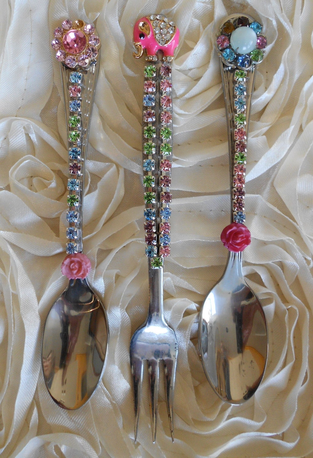 Handmade Bejeweled Serving Spoons