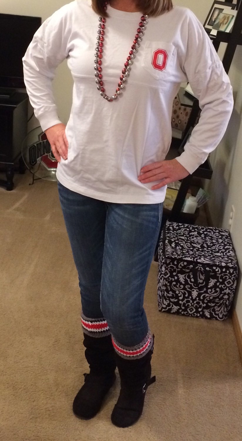 Ohio State Buckeyes inspired boot cuffs football crochet