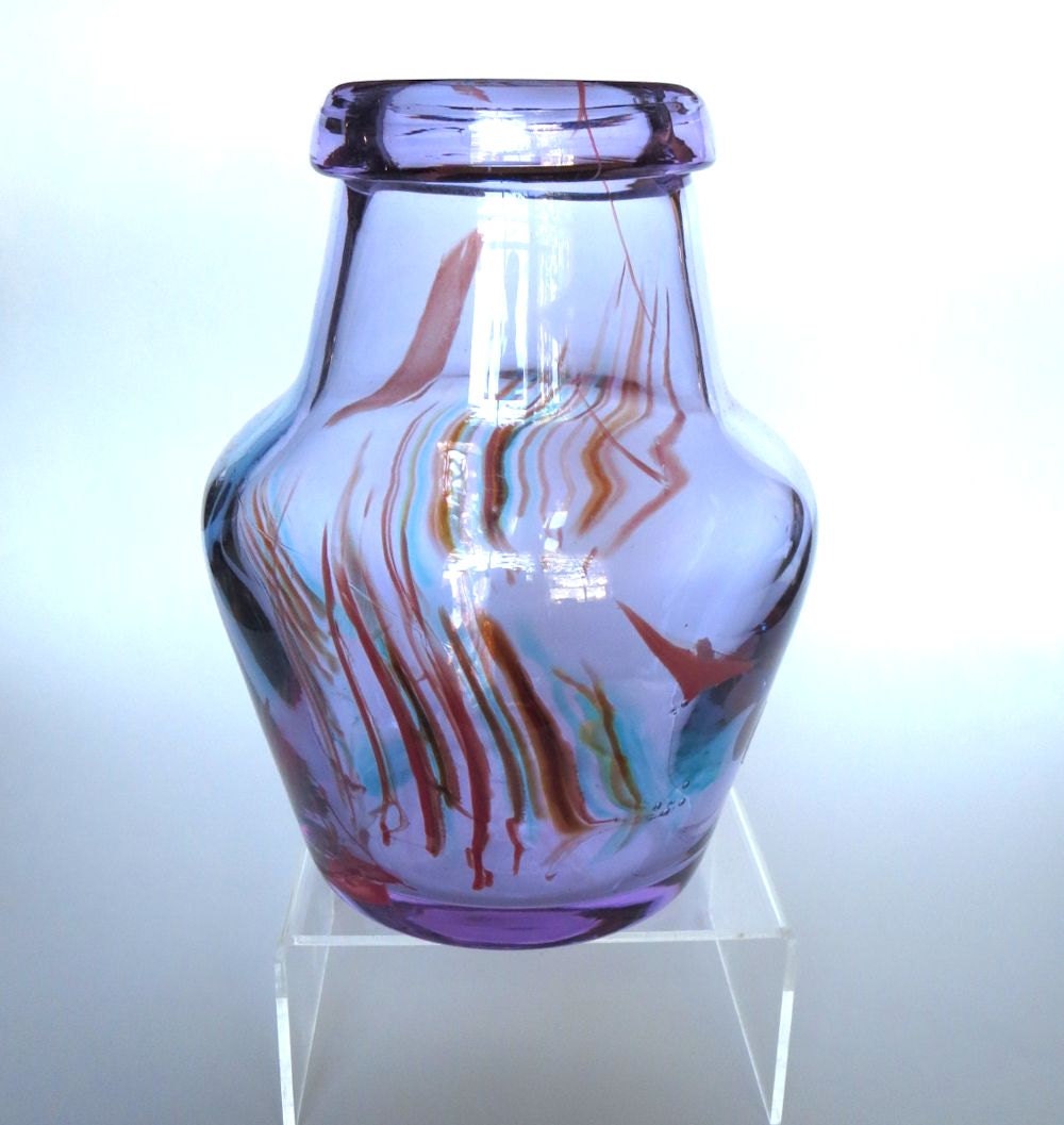 Fostoria Glass Interpretations Art Glass Vase Lavender Purple