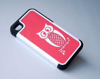 Coral Owl Hybrid iPhone Tough Case - Plastic Shell + Rubber Silicone Liner + Customized Design iPhone 6, 6+, 5s, 5c Phone Cases, iPhone Case