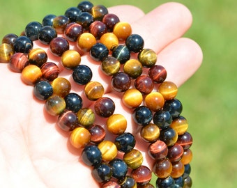 1 Strand Tigereye 8mm Round Beads AA Quality BD934