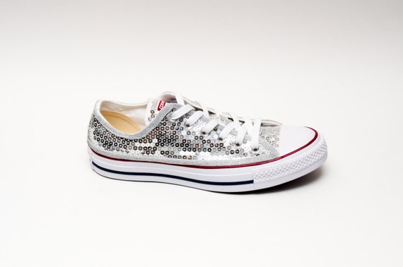 sequin converse silver