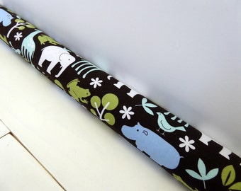 Door Draft Stopper - Kids Room Decor - Brown Door Snake - Zoo Animals Pattern. 202.
