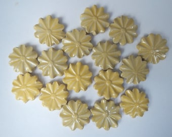 Yellow Mosaic Flower Tiles-Stoneware Flower Tiles-.75 cents each