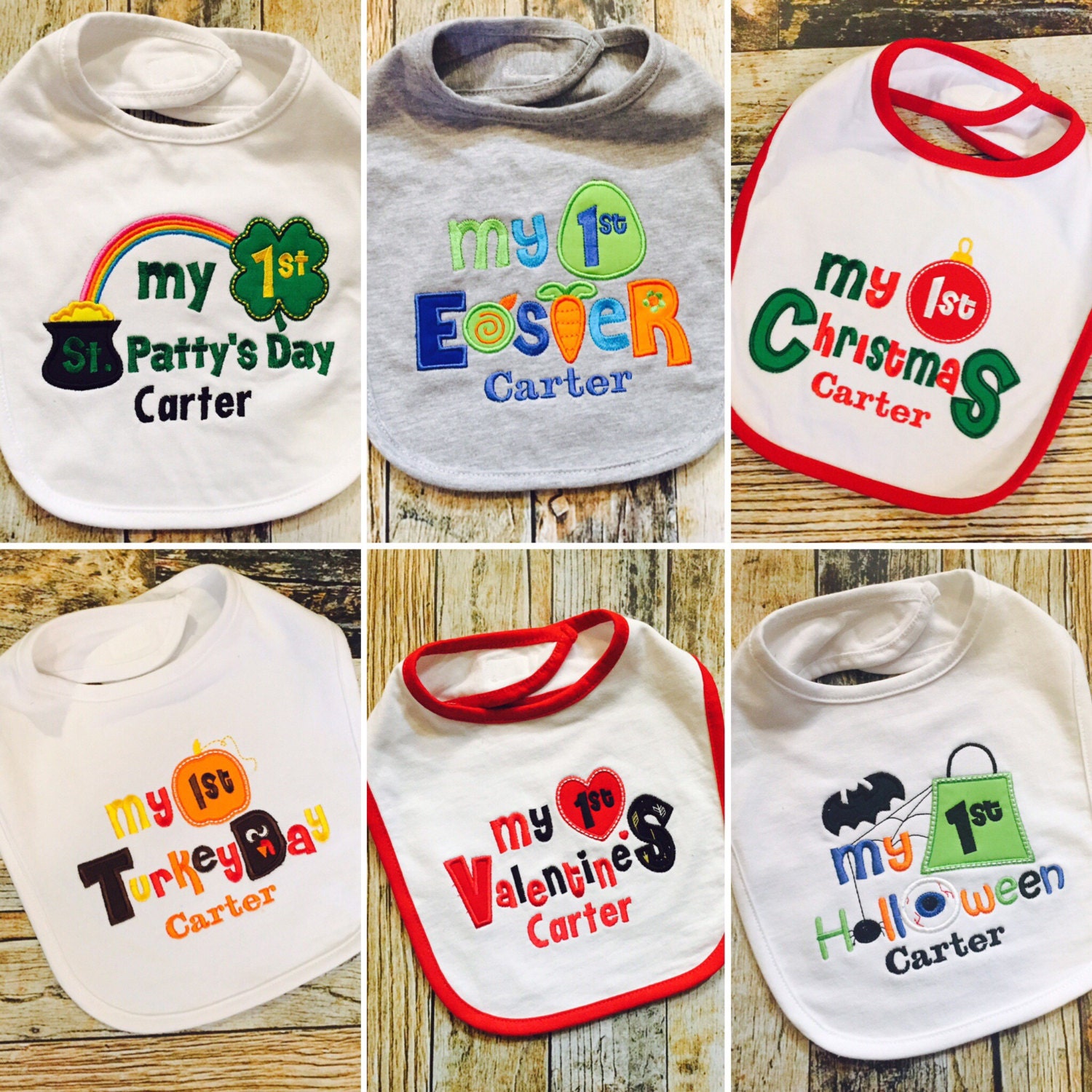 Baby's First Holiday Personalized Bibs 1st