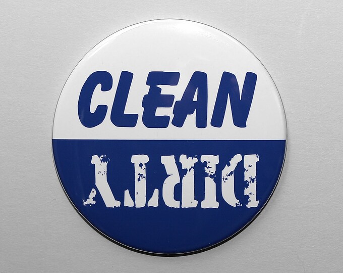 Clean Dirty Dishwasher Magnet - Blue And White - 3 inch