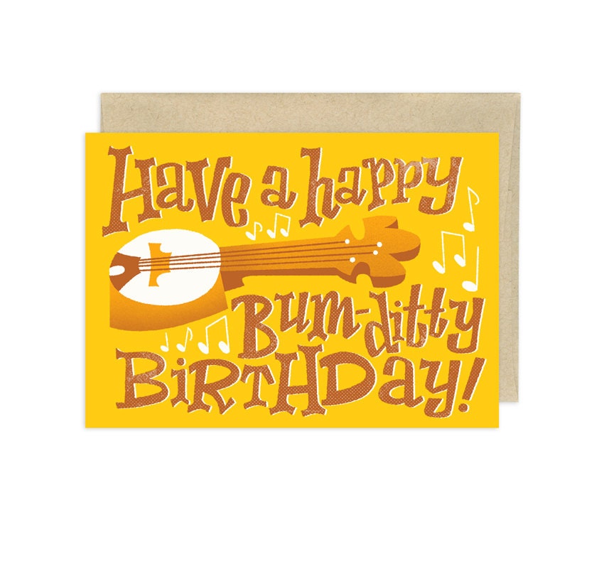 Have A Happy Bum Ditty Birthday Banjo Illustrated Greeting