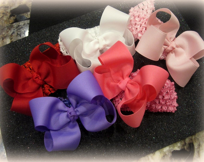 Boutique Hair Bows, Girls Hairbow, Lot Of Bows, Set of 3 Headbands, Baby Girls Headband, Girls Hair Bow Lot, Girls Hair Clips, 3.5 inch Bows