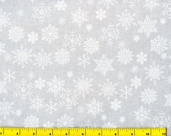 New White on White Snowflakes Christmas Quilting Fabric by Yard #3114