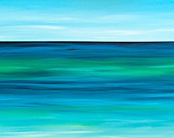 Seascape Beach Painting Modern Ocean Painting Contemporary Beach Art Abstract Blue Tropical Caribbean Modern Original Seascape