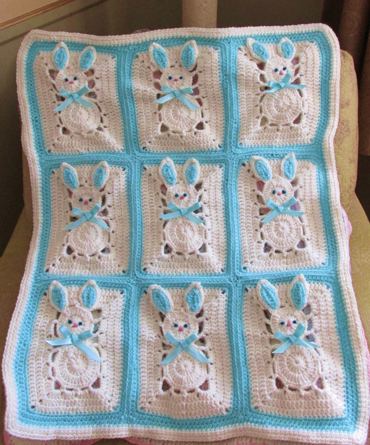 EASTER Bunny Afghan Pattern Blanket PDF Crochet Pattern for