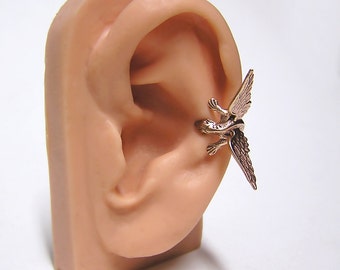 Bronze Dragon Ear Cuff, dragon body wrap around ear (br)