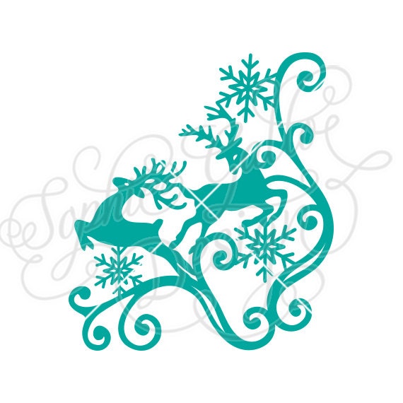 Christmas Deer Corner Flourish SVG DXF digital download file