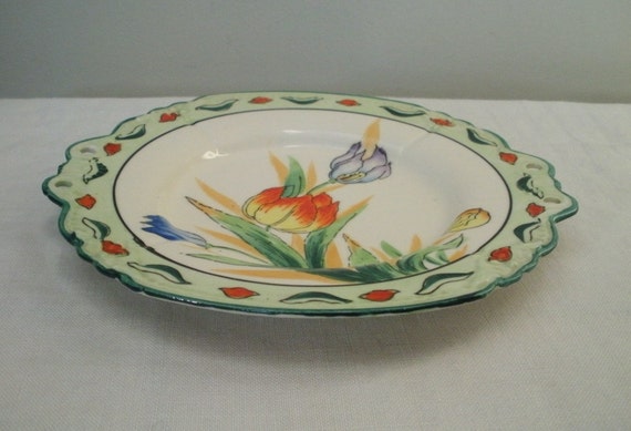 Vintage Hand Painted Tulip Plate Japan