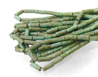 thumbnail image 2 of Czech Turquoise Matt Glass Wampum Bead Tubes – 8x3mm – 40 Grams – New 2 of 5