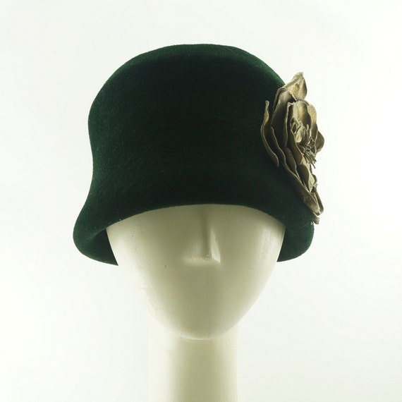 Dark Green BUCKET HAT / Forest Green Fur Felt by