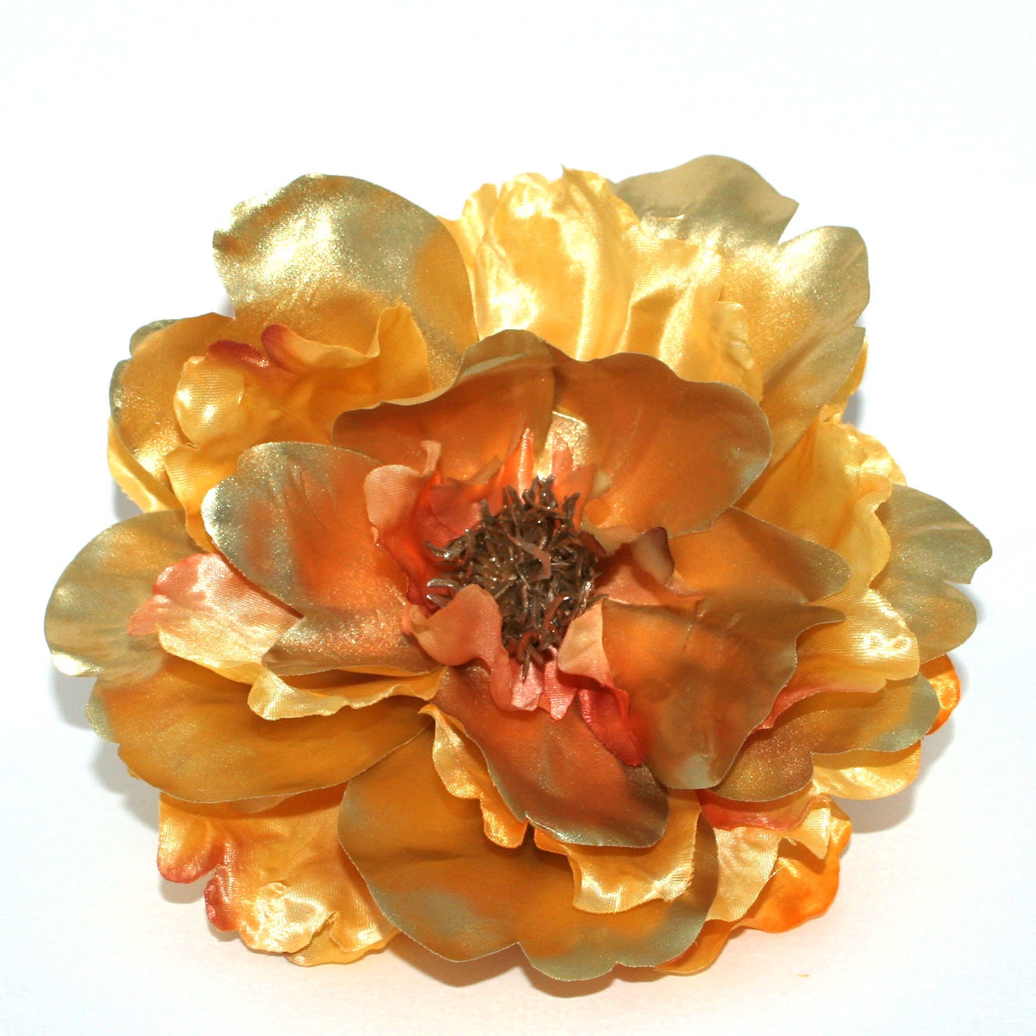 Metallic Yellow Gold Peony Boutique Silk Flowers Artificial 0419