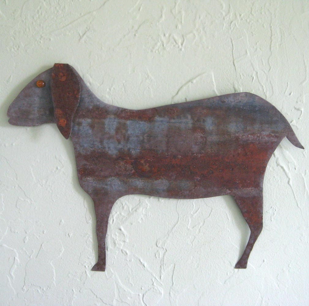 Metal Wall Art Sculpture Goat Folk Art Farm by TheFrivolousGarden