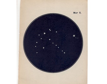 1910 mini constellation figures original antique celestial astronomy print - map 7