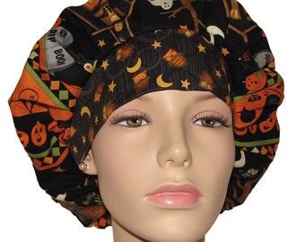 Halloween Scaredy Cats-Scrub Hat-Scrub Cap-ScrubHeads-Women's Scrub Hat-Surgical Hat-Surgical Cap-Holiday Scrub Hats-Etsy Scrub Hats-Gift