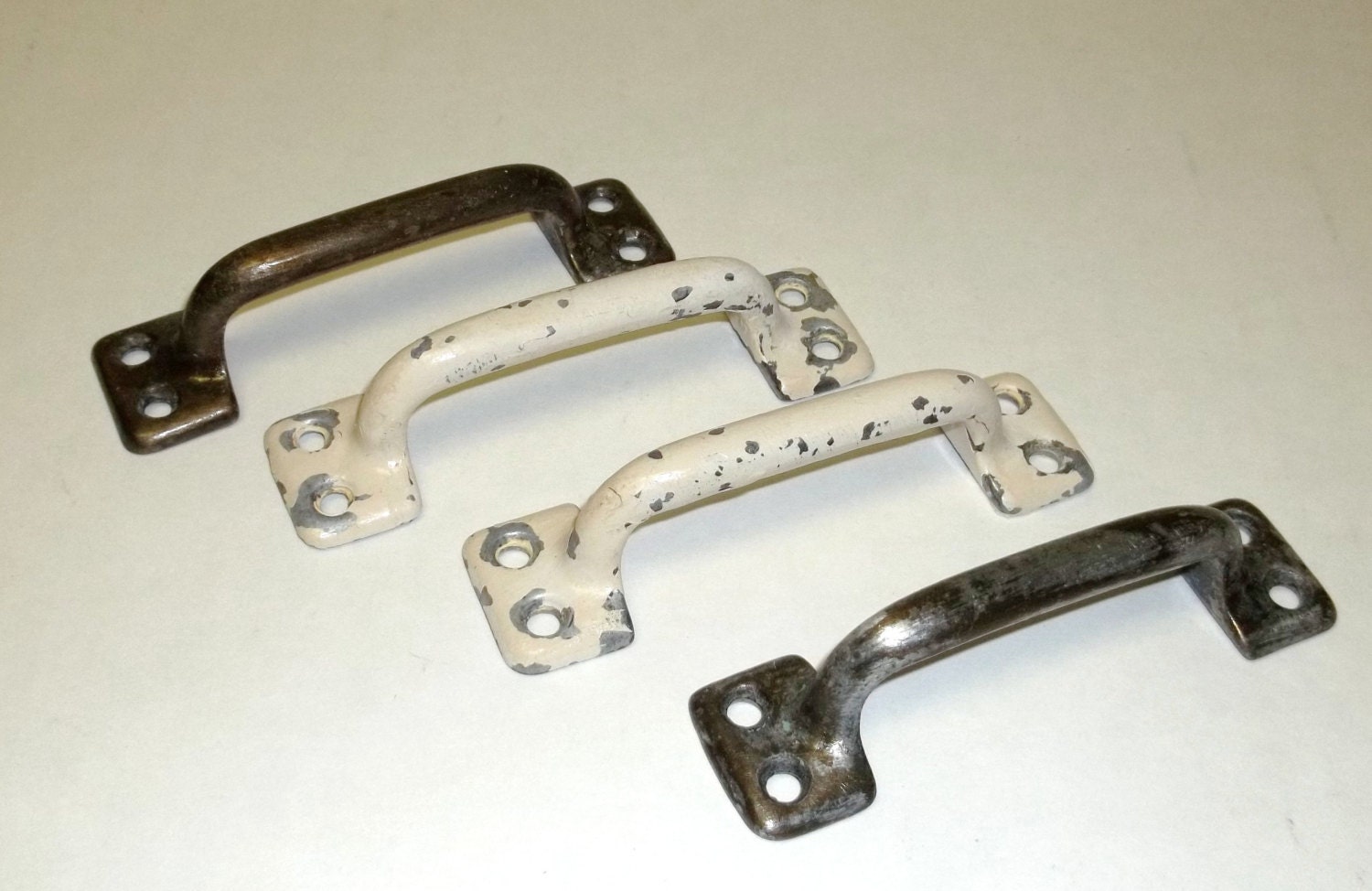 4 metal Drawer Handle Pulls Set Four Large Mid Century Metal Furniture