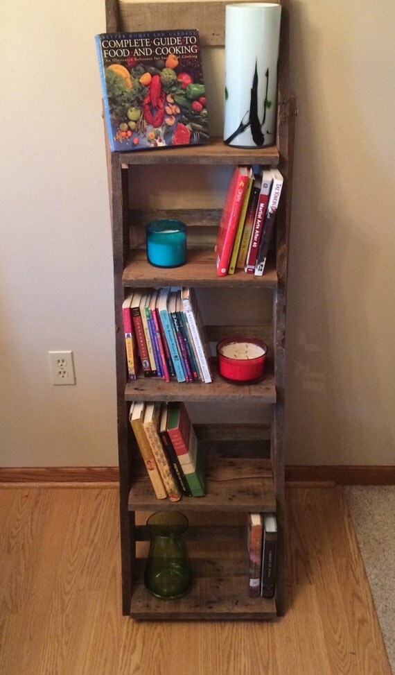 Barn Wood Ladder Book Shelf